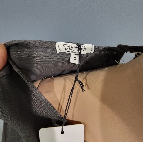 Nwt STELLA ROSE Gray Linen Crochet Lace Trim Shift Dress S - Picture 7 of 8